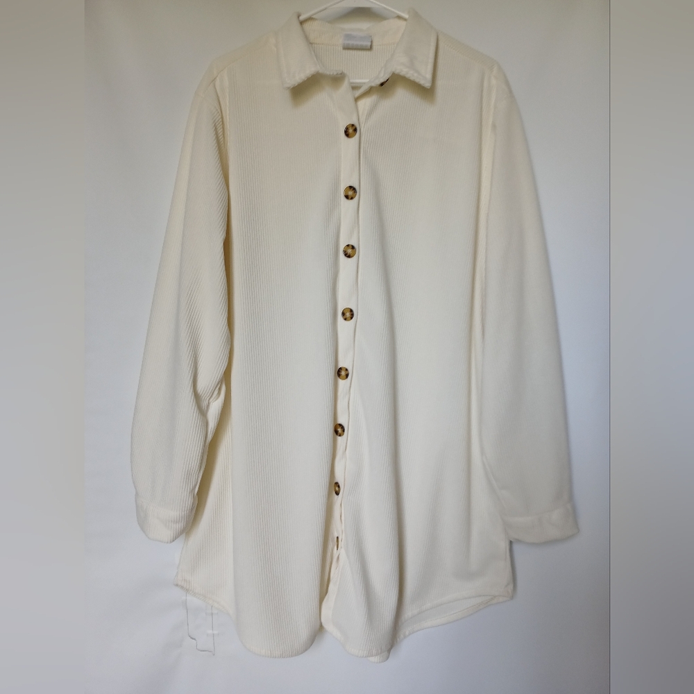 Ellen & Company Womens Corduroy Tunic Shirt XL Cream